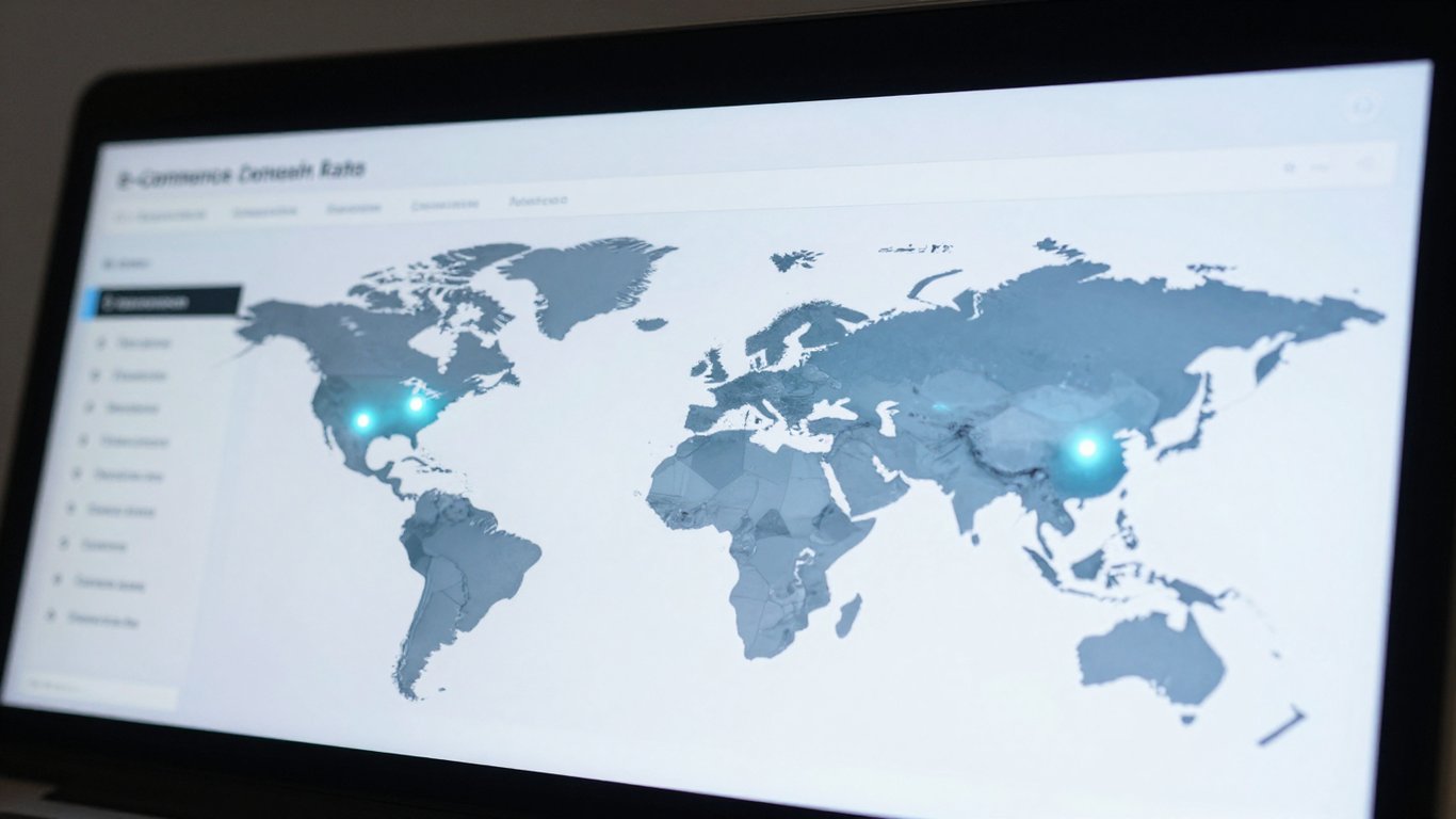 Uluslararası e-ticaret dönüşüm oranlarını gösteren dijital panel