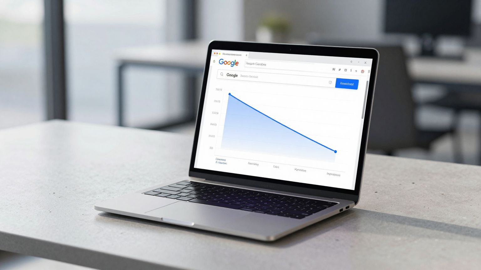 Artan gösterimlere rağmen düşen tıklamaları gösteren SEO grafiği.