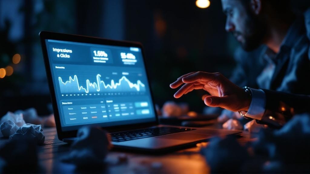 Google Ads'de dönüşüm takibi olmadan elde edilen yüksek tıklamaların yanıltıcı olmasını gösteren görsel.