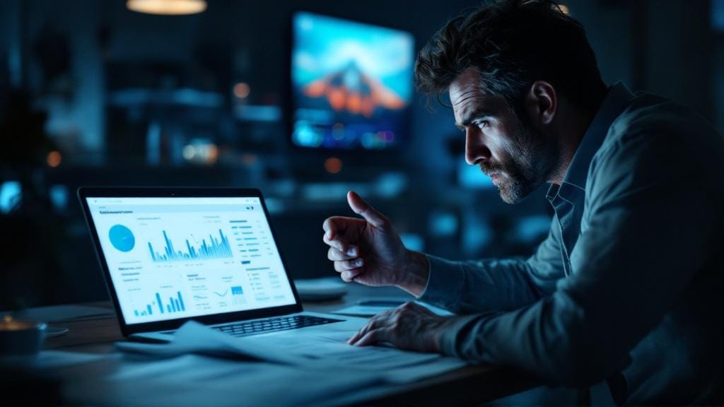 KOBİ sahibi, TV reklam bütçesi ve web sitesi trafiği sorunlarını inceliyor.