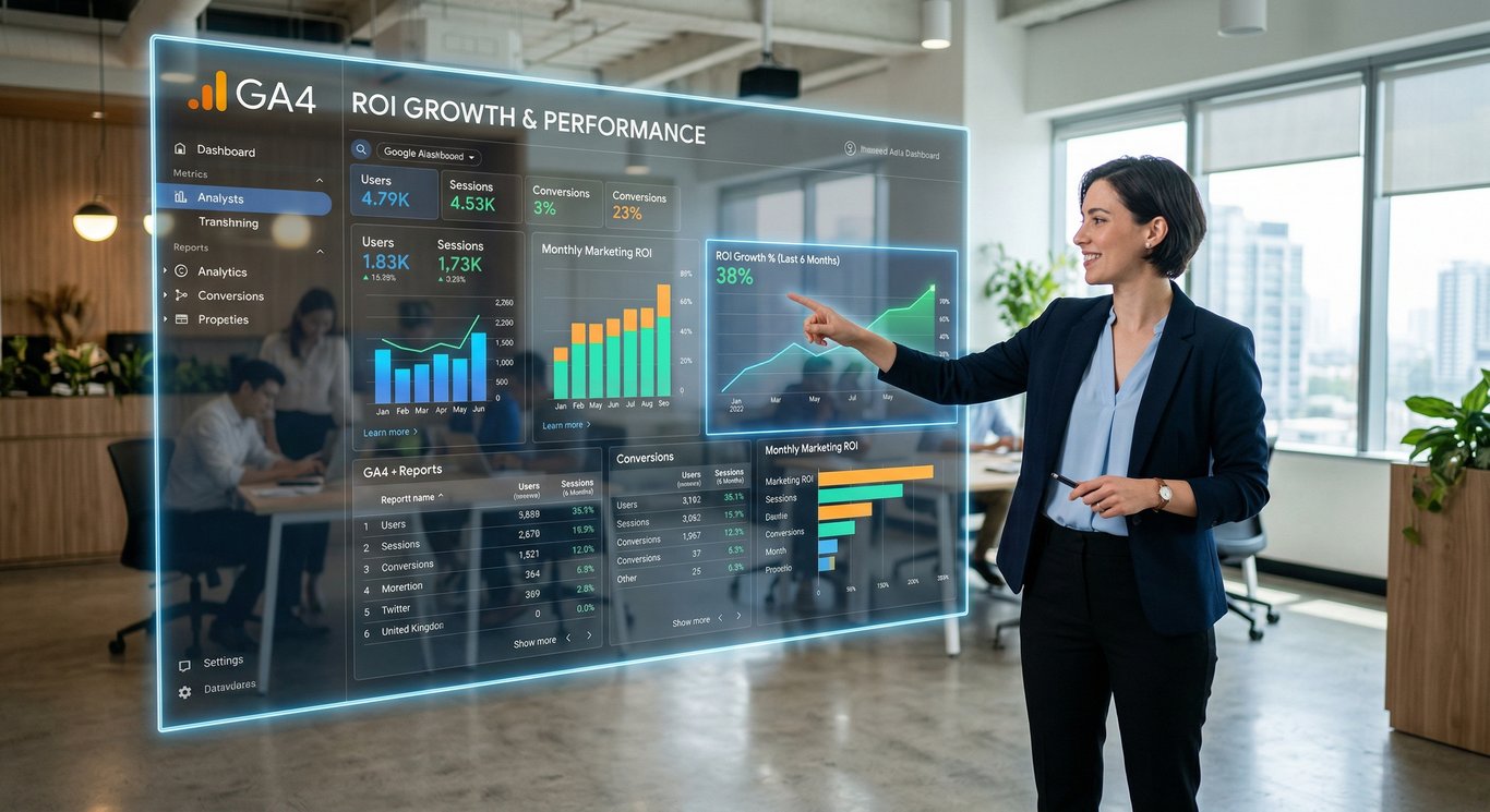 GA4 verilerini analiz eden profesyonel pazarlama uzmanı
