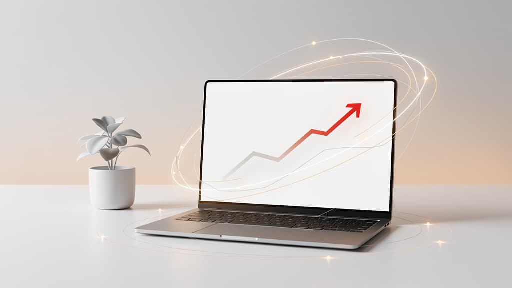 2026'da işletmeler için SEO'nun dijital büyümedeki rolünü gösteren modern, minimalist bir çalışma alanı.