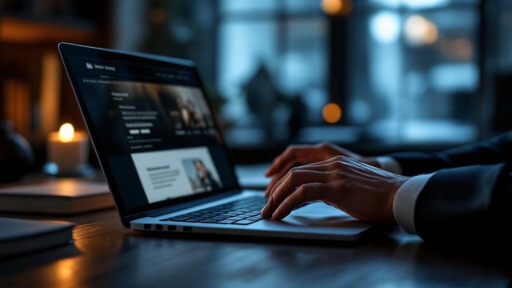 Avukat web sitesi tasarımı ve dijital pazarlama stratejisi ile ilgili modern bir ofis sahnesi.