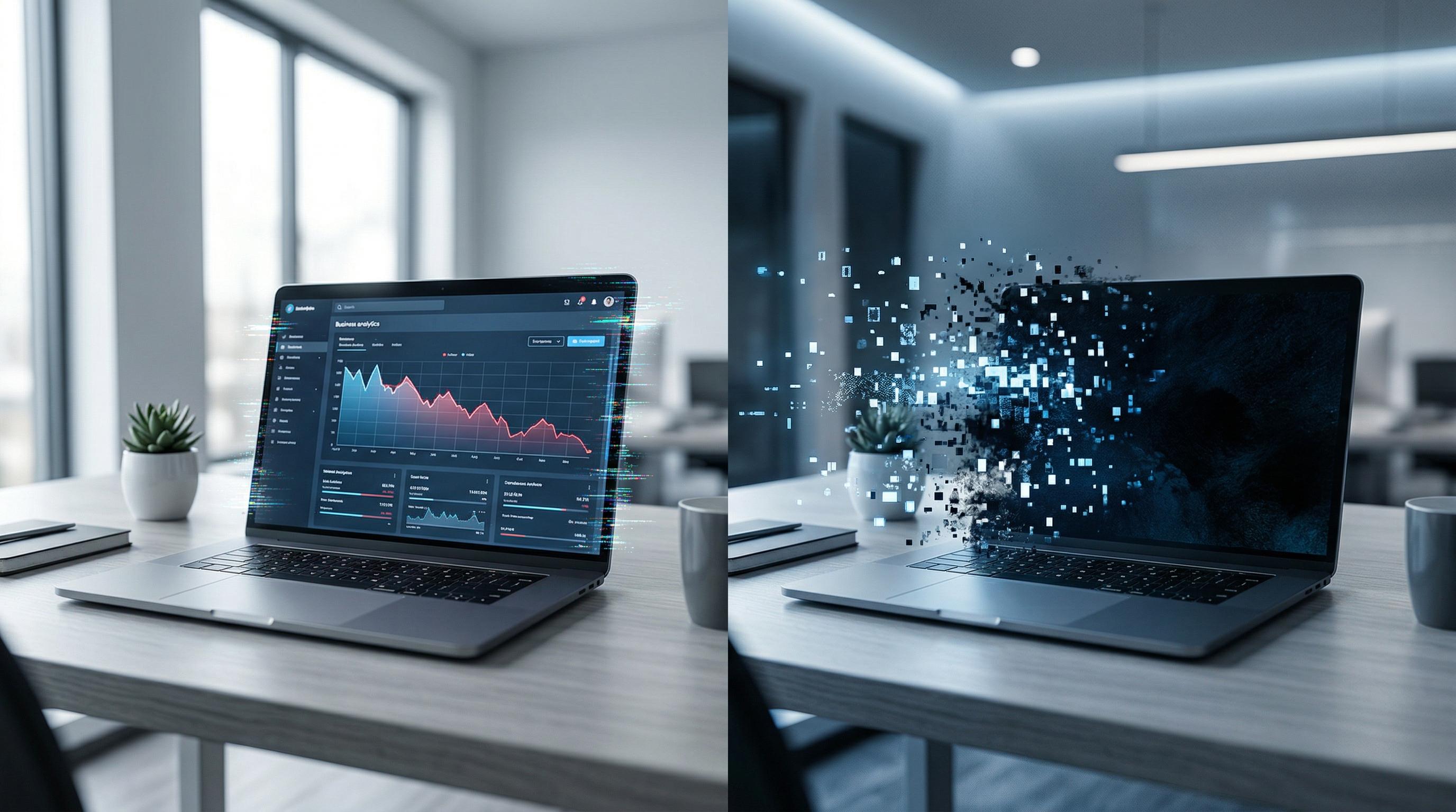 Server-side tracking olmadan kaybolan veriyi gösteren teknoloji temalı görsel.