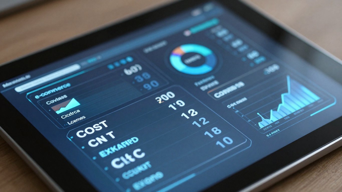 E-ticaret maliyet kalemlerinin detaylı analiz edildiği yüksek teknolojili ekran görüntüsü