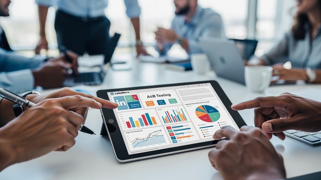 LinkedIn reklamlarında A/B testi yapan B2B profesyonelleri.
