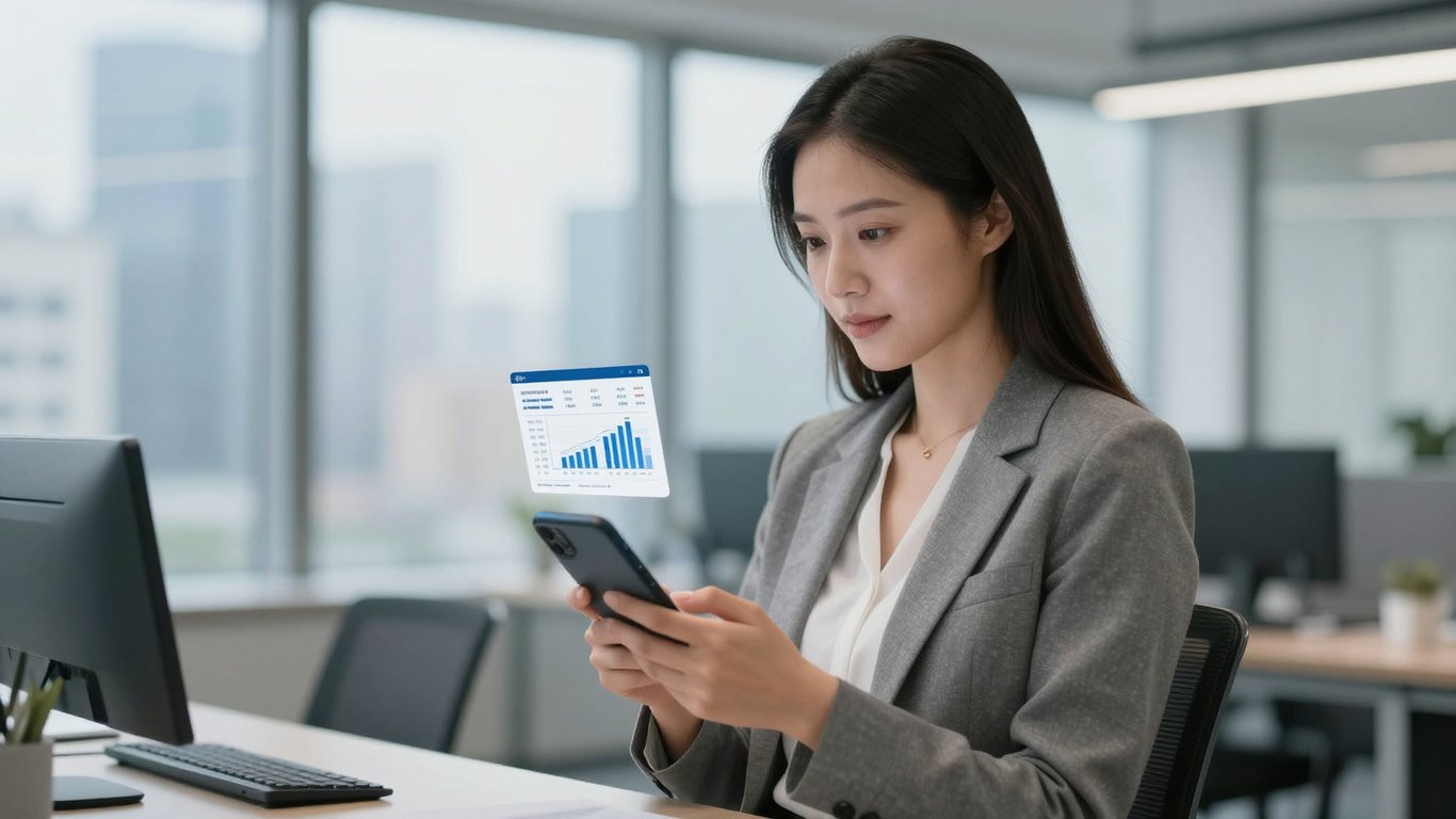 Mobil uyumlu dashboard'u inceleyen yönetici