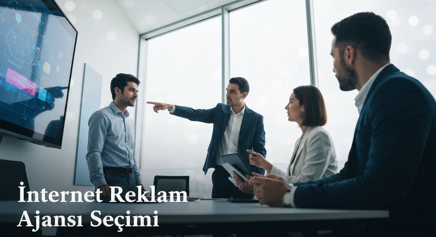 Dijital pazarlama ajansı seçimi üzerine bir toplantı sahnesi, profesyoneller ekran başında strateji geliştiriyor.