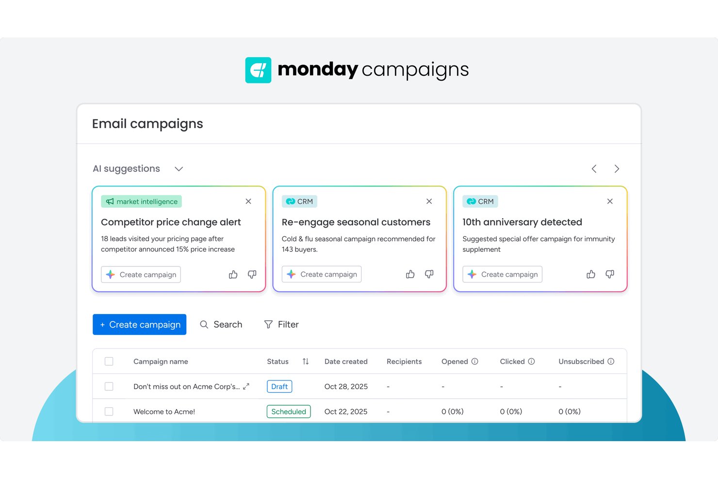 monday AI Workspace screenshot - 10 Migliori Software per il Content Marketing nel 2026