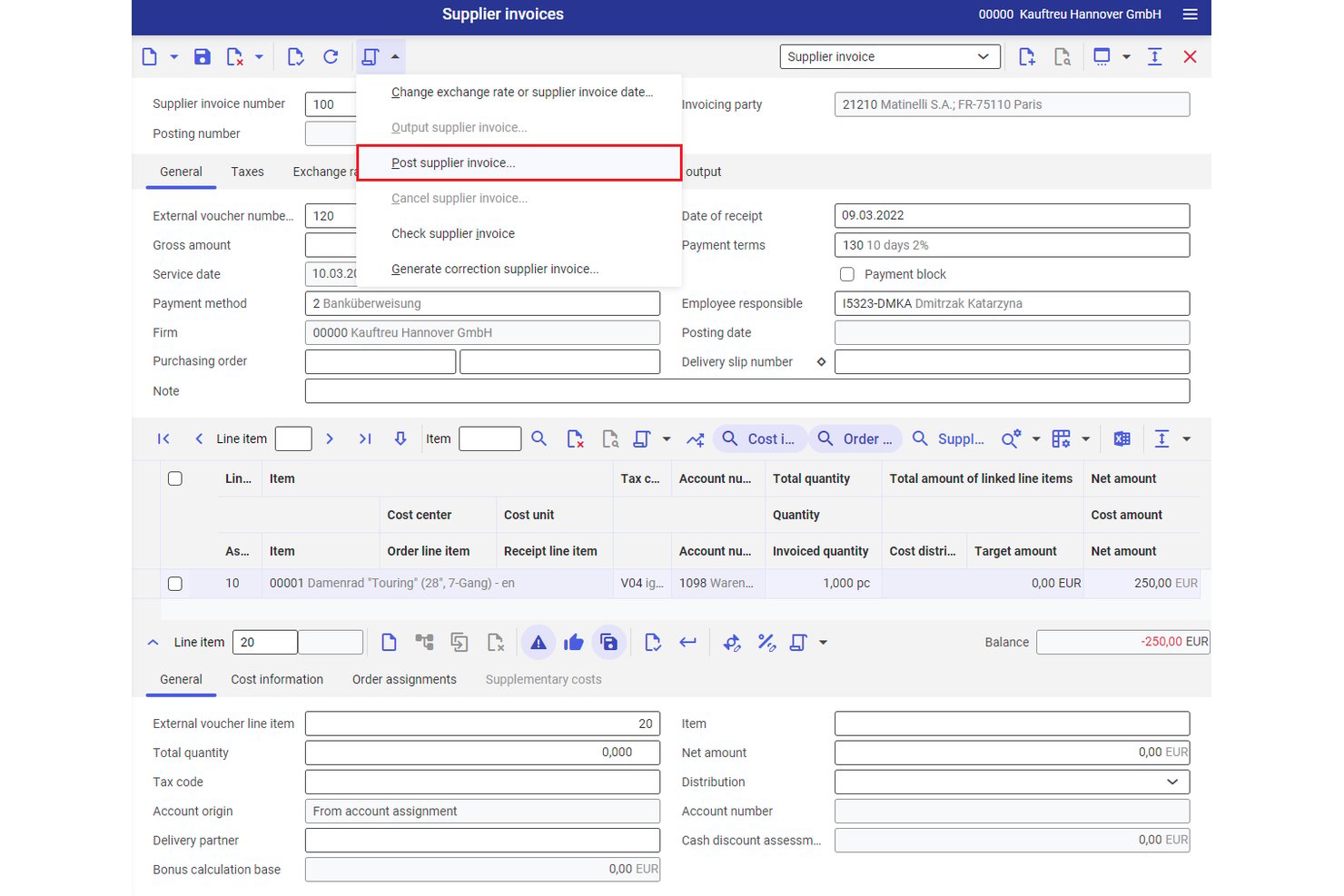 Screenshot of comarch's invoicing feature