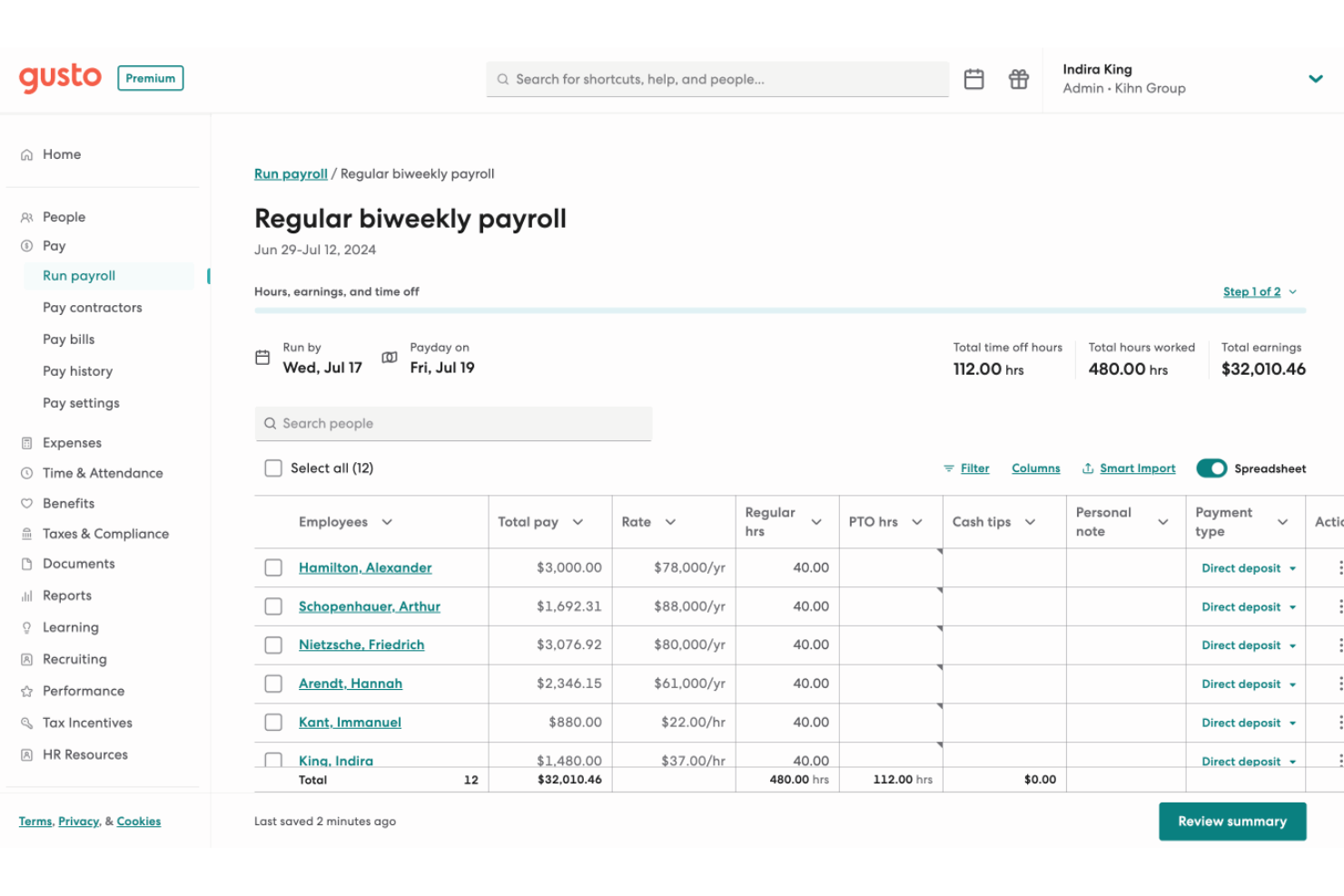 Gusto screenshot - 10 Best Payroll Software for Contractors in 2026