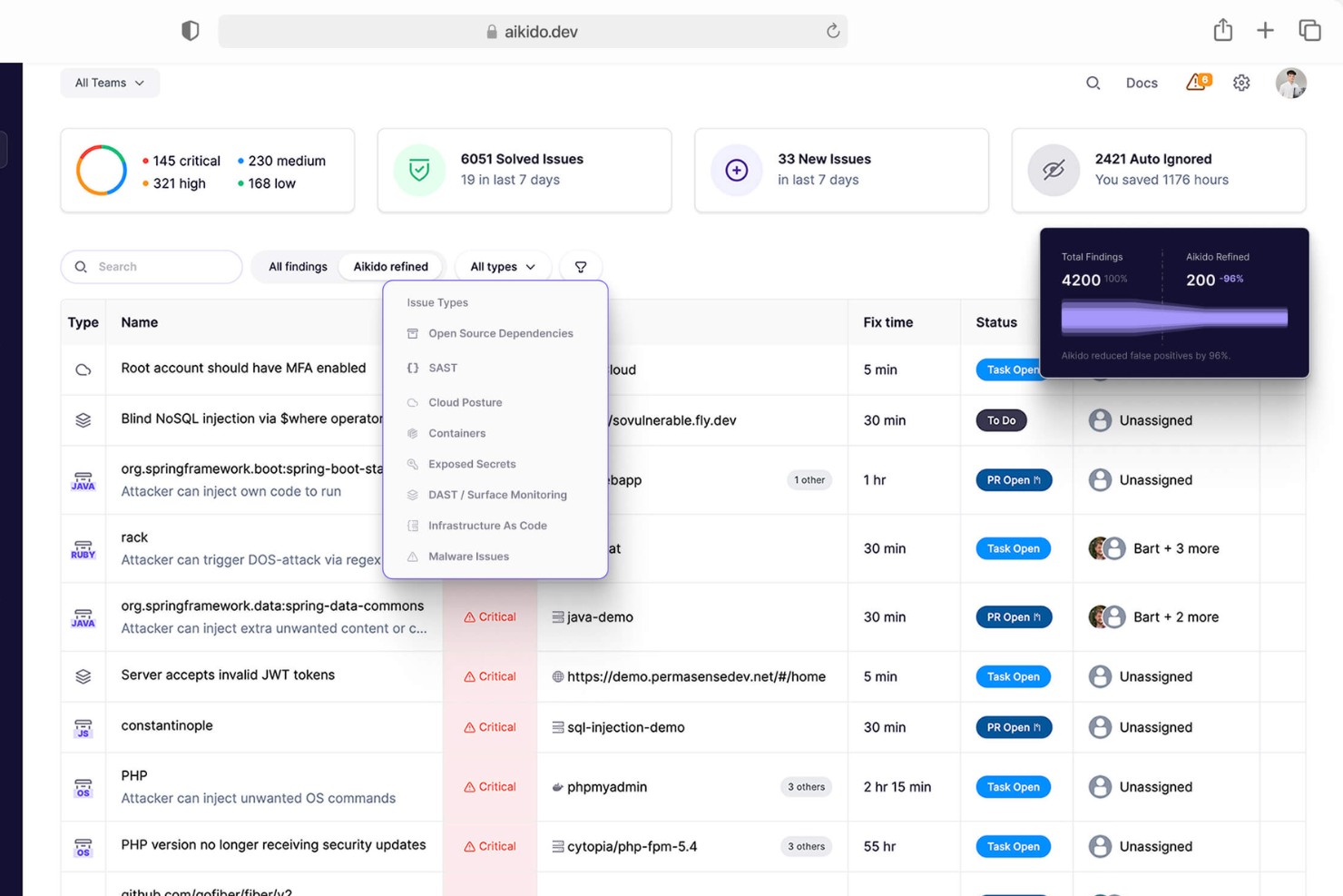 Aikido Security screenshot - 10 beste containerbeveiligingsoplossingen die je moet kennen