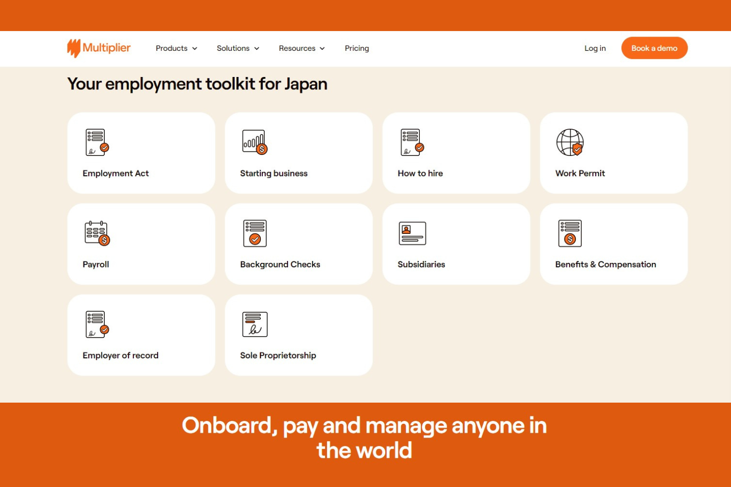 Multiplier screenshot - 10 migliori Employer of Record in Giappone: Recensione 2026