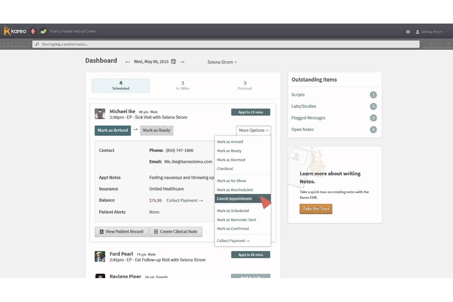 Kareo Clinical EHR screenshot - 10 meilleurs systèmes DME pour la médecine familiale en 2026
