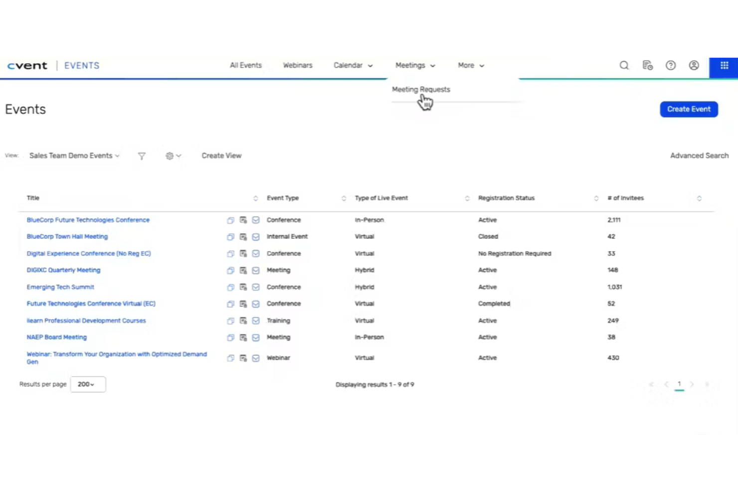 Cvent coordinates venues, registration, room blocks, engagement, and onsite check-in.