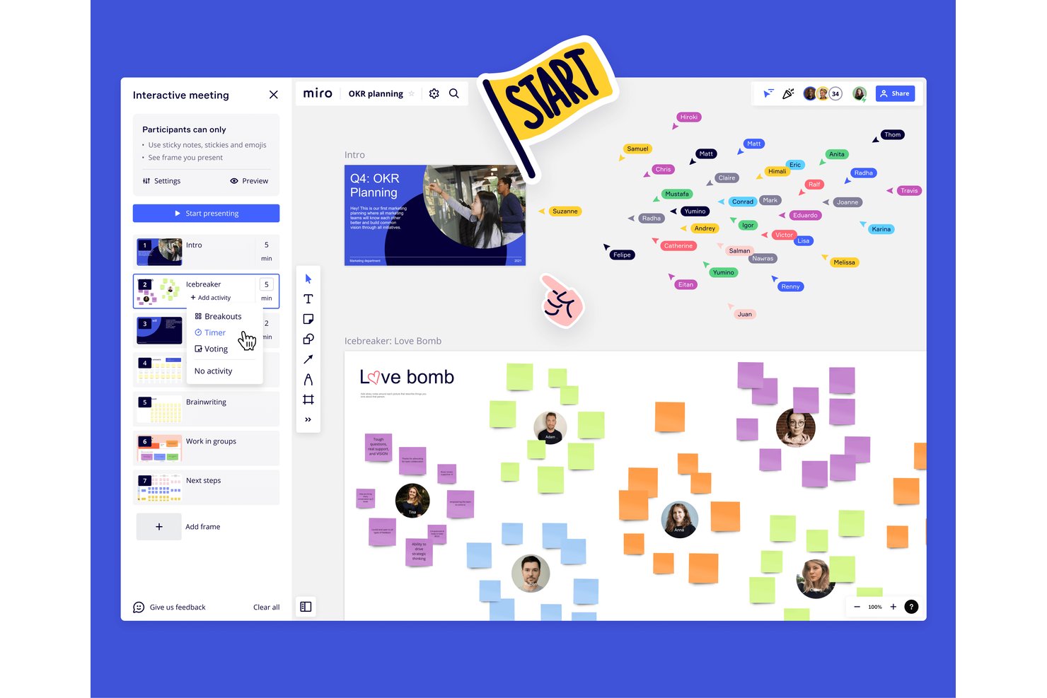 Miro screenshot - De 10 bedste projektstyringsværktøjer til startups i 2026