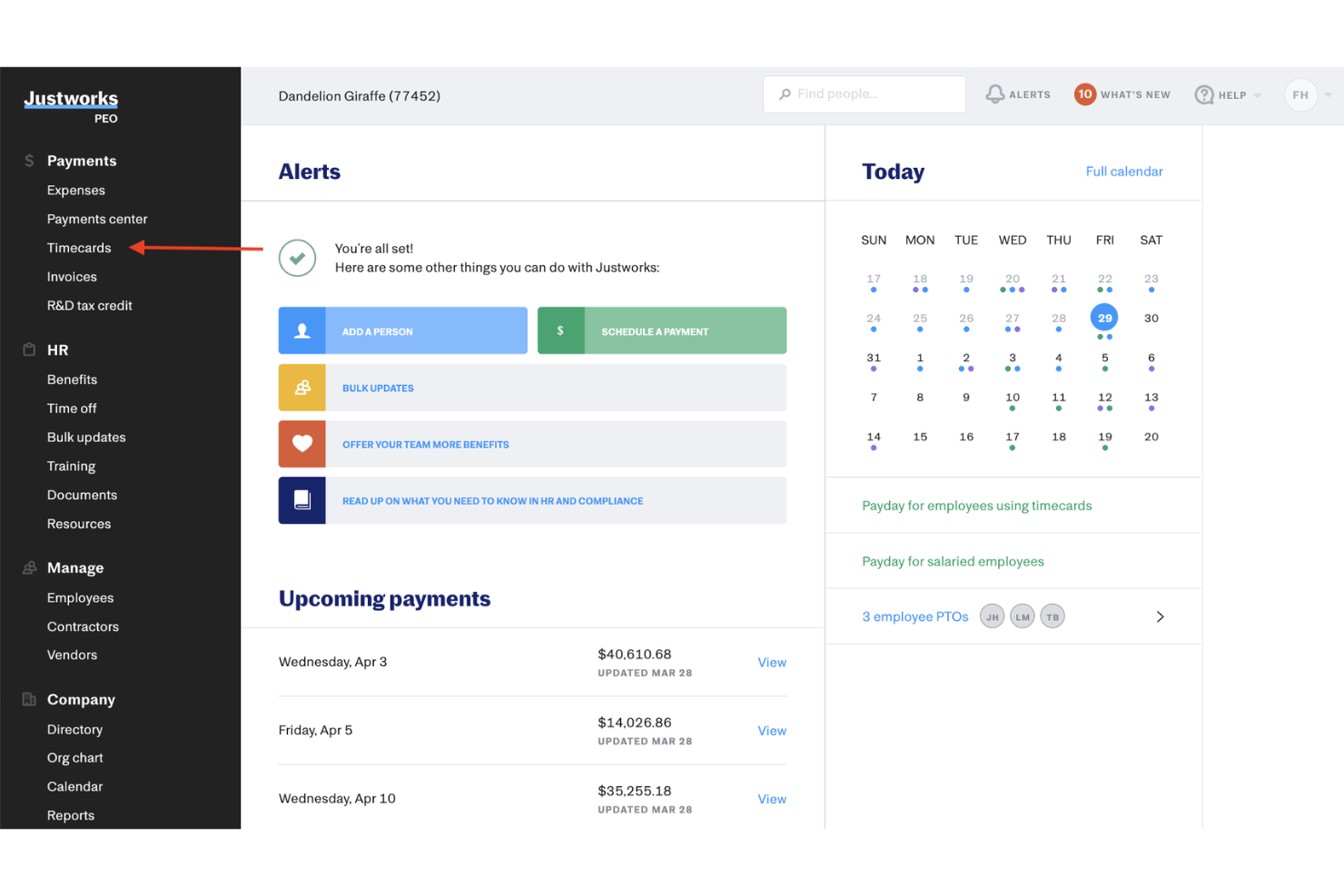 Justworks screenshot - De 10 bedste EOR-udbydere til digitale servicevirksomheder i 2026