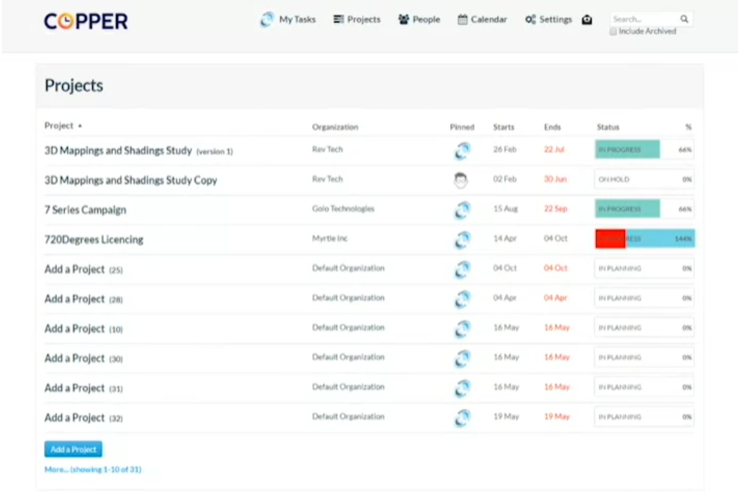 Copper Project screenshot - 10 beste Alternativen zu ProofHub für Projekte im Jahr 2026
