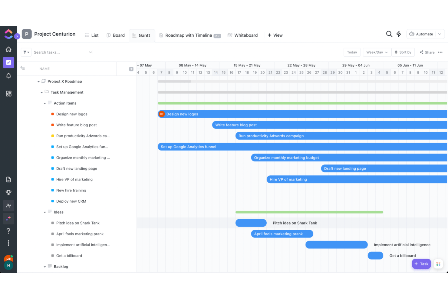 ClickUp screenshot - De 10 bedste projektstyringsværktøjer til startups i 2026