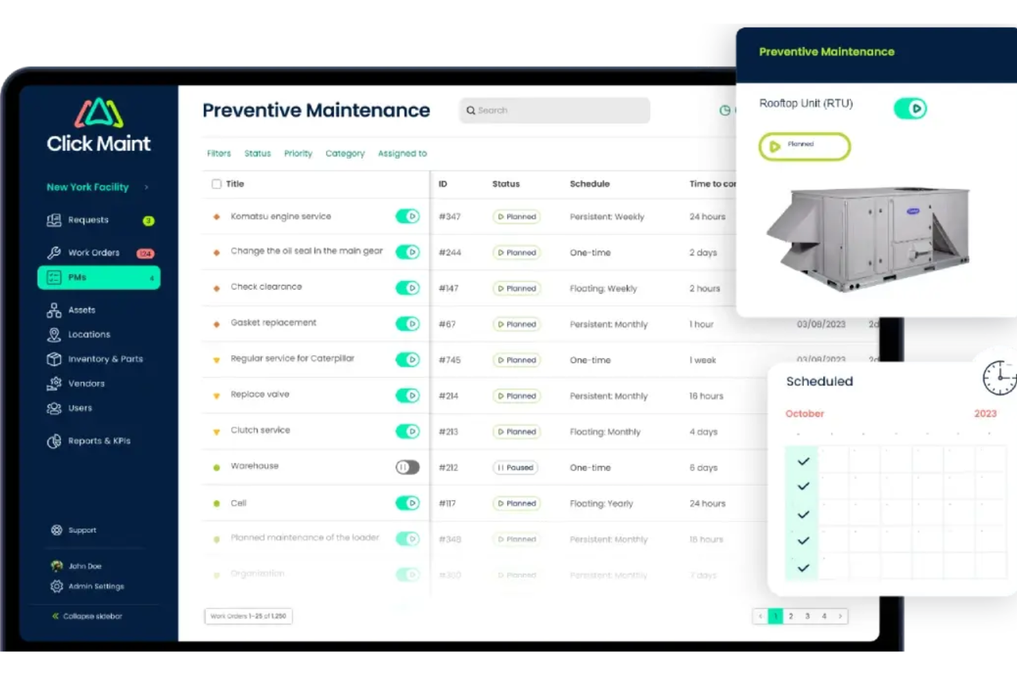 Click Maint CMM's preventive maintenance scheduling ensures timely checks and repairs, enhancing guest satisfaction.