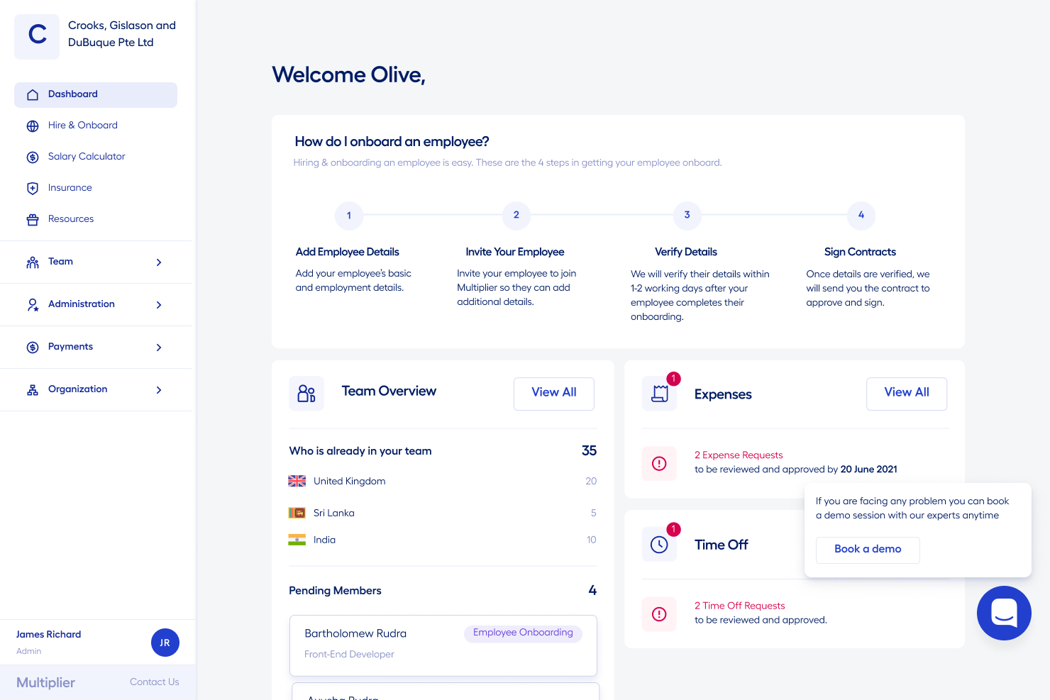 Multiplier screenshot - 10 parasta työnantajana toimivaa palvelua Alankomaissa vuonna 2026