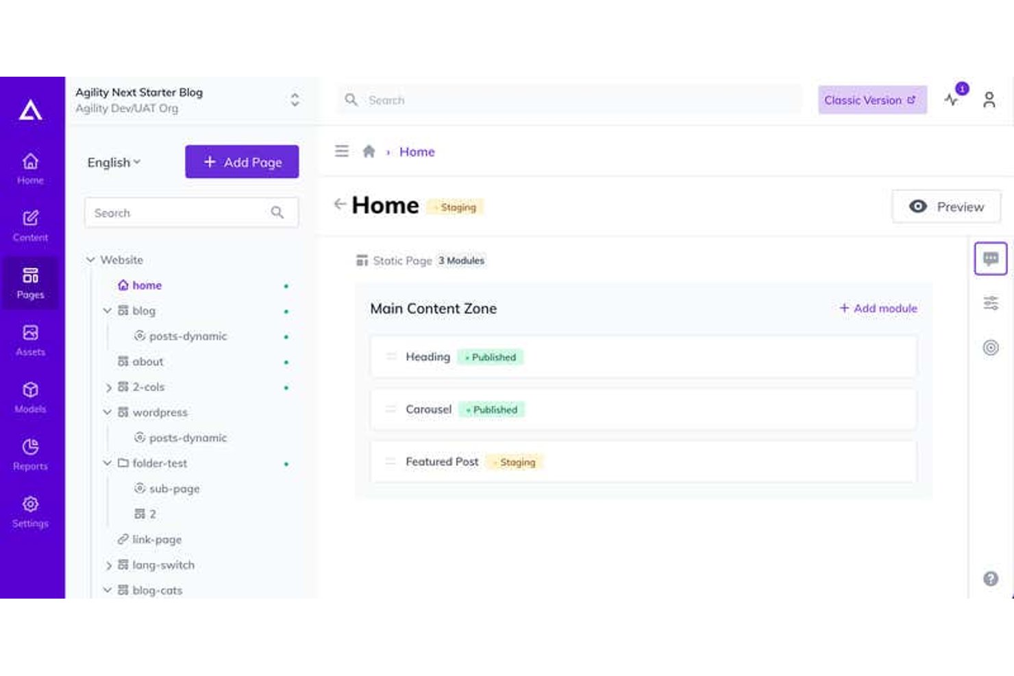 Agility CMS screenshot - 10 Best AI Content Management Tools in 2026