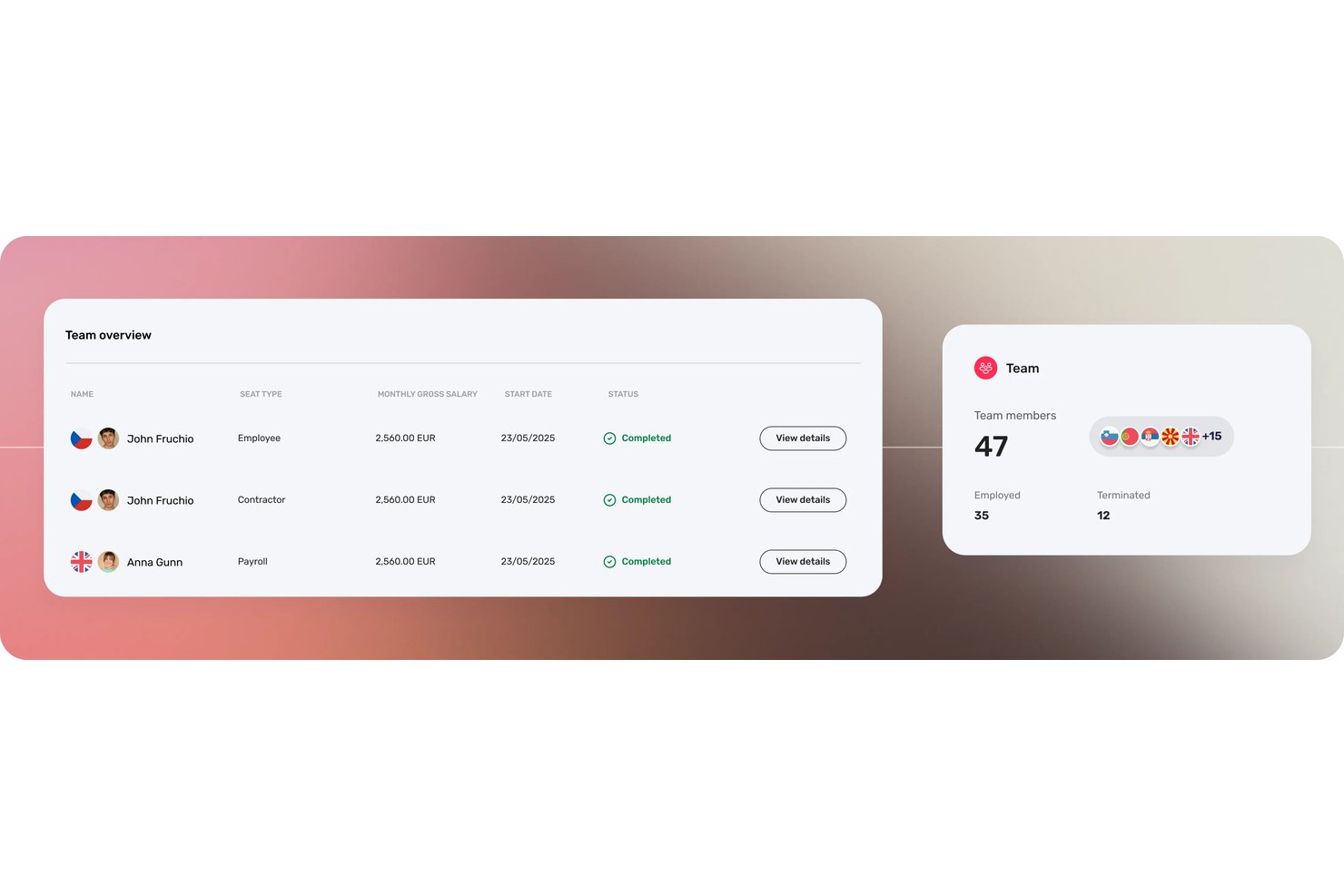 Native Teams screenshot - Le 10 migliori soluzioni Employer of Record in Danimarca per il 2026