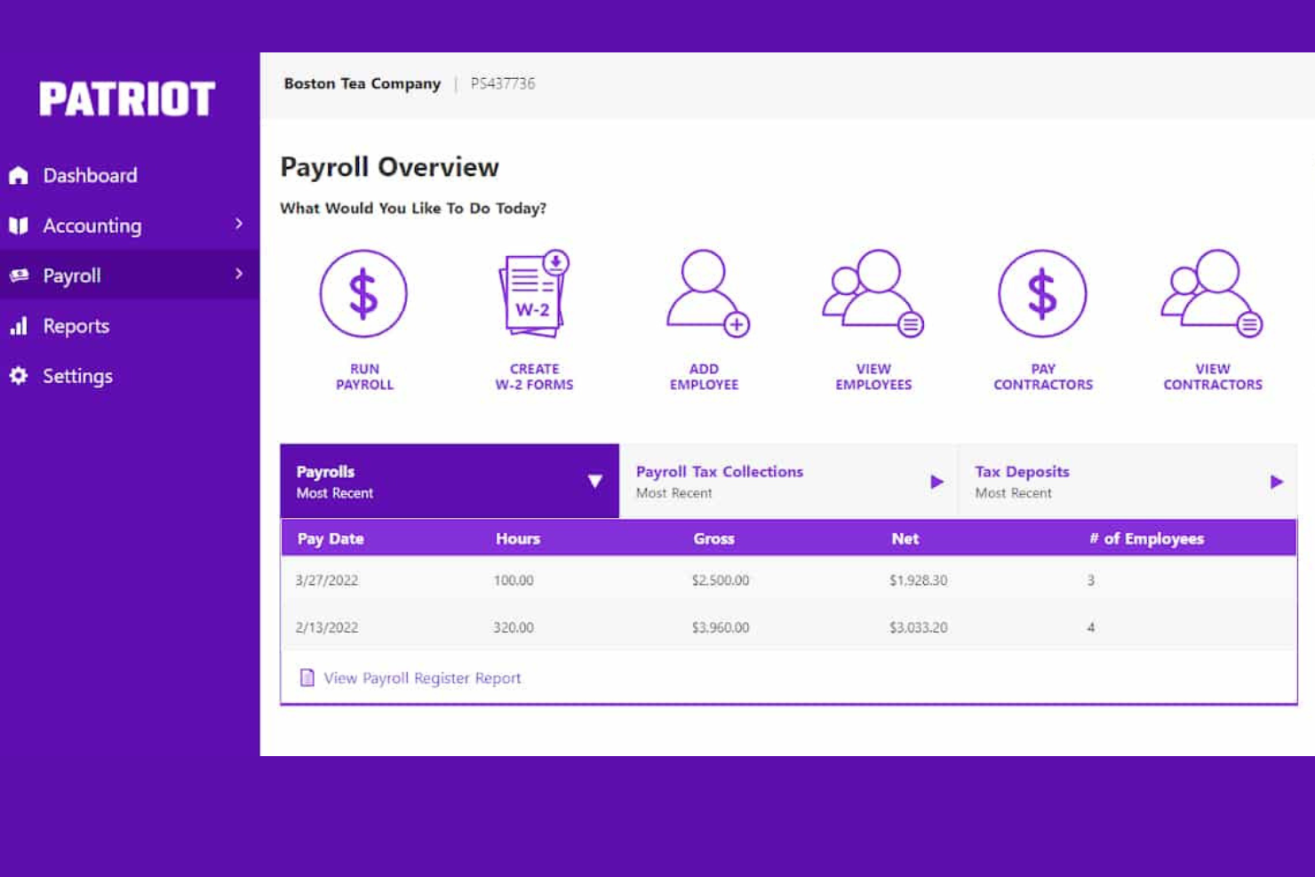 Patriot Payroll screenshot - 10 Best Payroll Software for Contractors in 2026