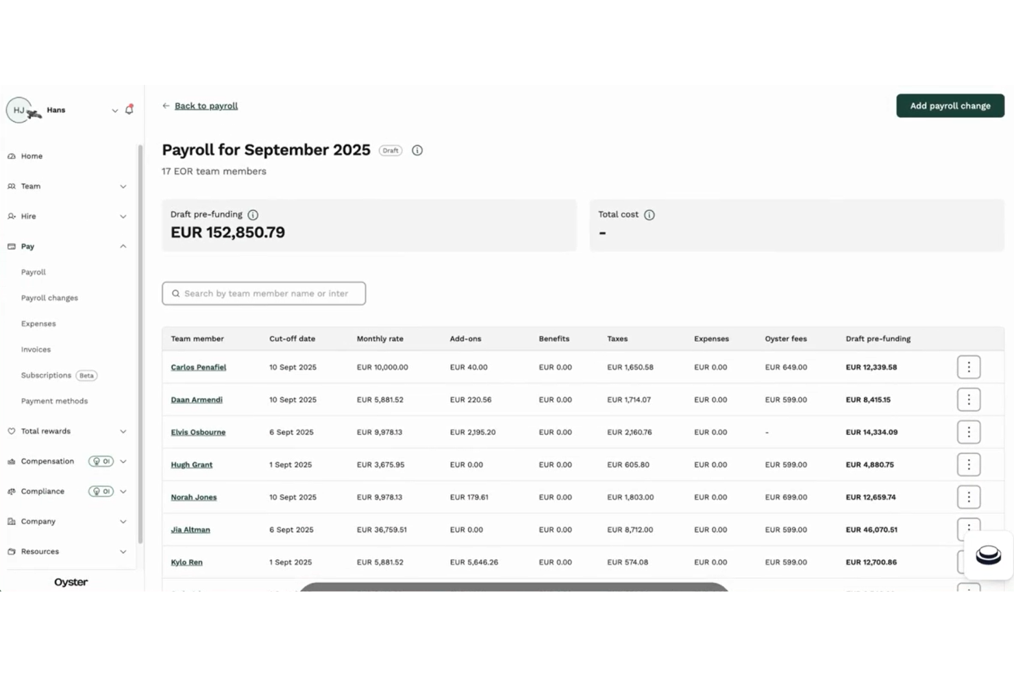 Oyster screenshot - 10 Migliori Servizi di Gestione Paghe Globali nelle Filippine nel 2026