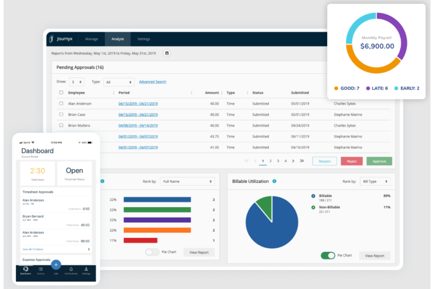 Journyx screenshot - 10 meilleurs outils alternatifs à ClickTime pour le suivi du temps en 2026