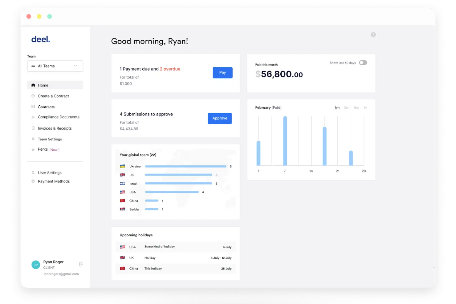 Deel Hire screenshot - De 10 bedste EOR-udbydere til digitale servicevirksomheder i 2026