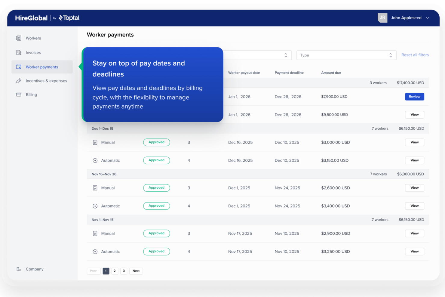 HireGlobal screenshot - De 10 bedste EOR-udbydere til digitale servicevirksomheder i 2026