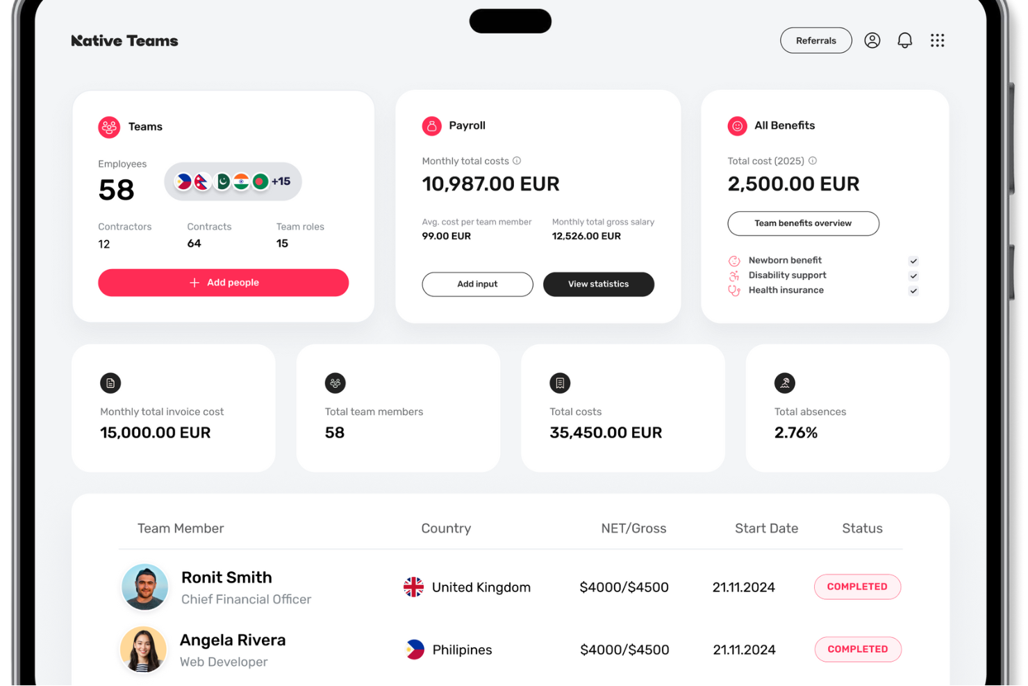Native Teams screenshot - 10 Top Employer of Record Services in New Zealand for 2026