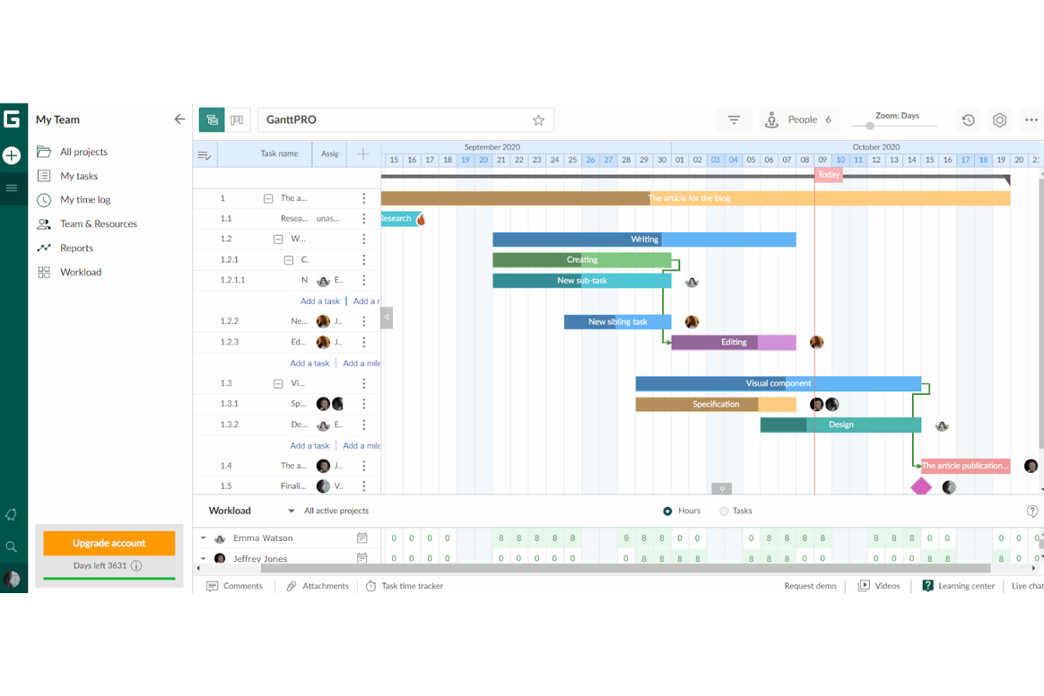 GanttPRO screenshot - 10 alternativa verktyg till Office Timeline för planering 2026