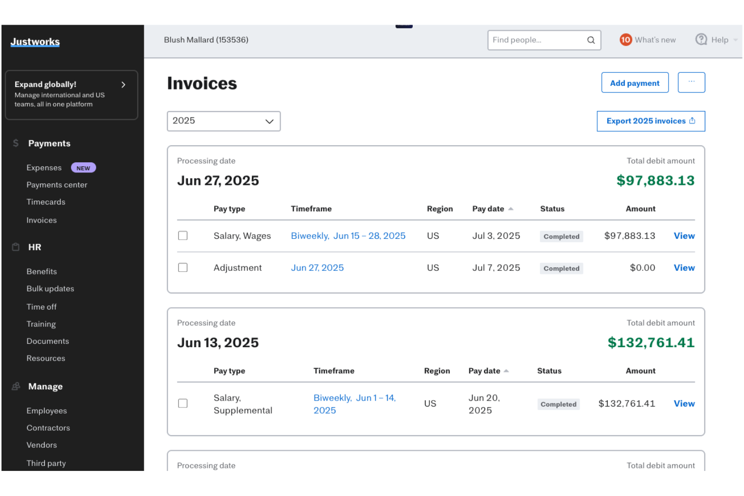 Justworks screenshot - 10 Best Global Payroll Services for 2026