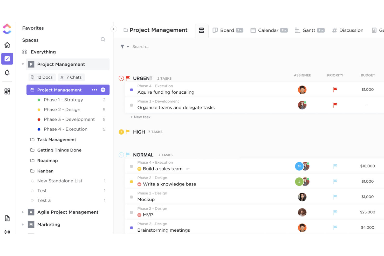 ClickUp screenshot - 10 meilleures alternatives à Smartsheet que j’ai testées en 2026