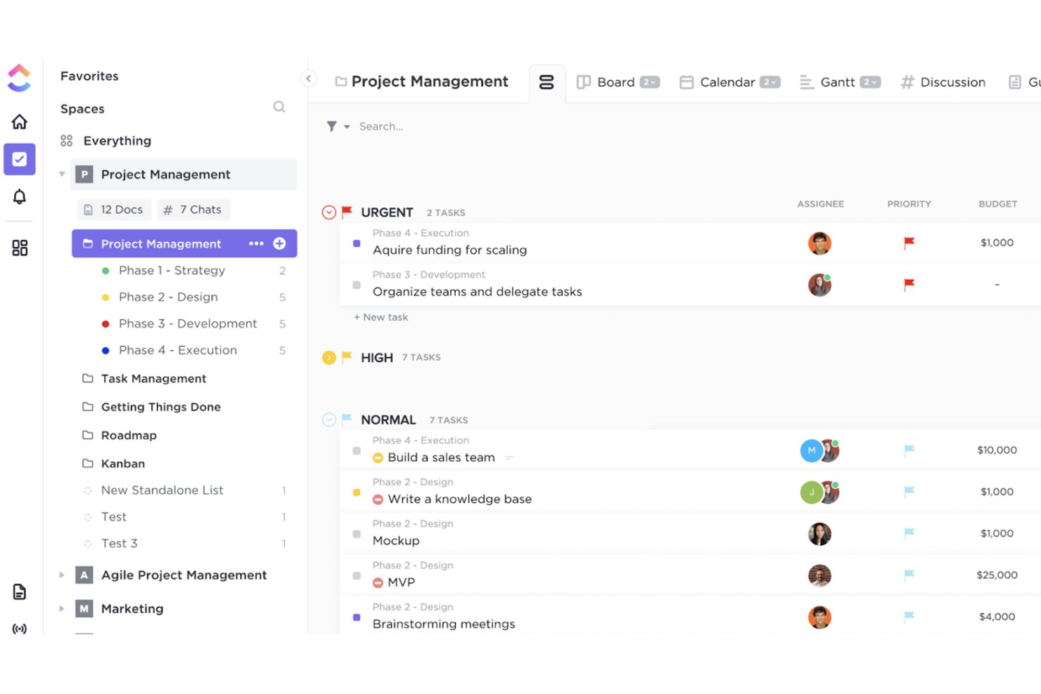ClickUp screenshot - Las 10 mejores opciones de software de desarrollo de productos en 2026