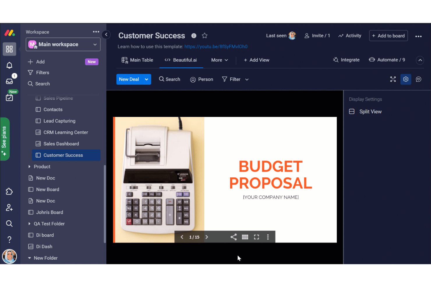 monday AI Workspace screenshot - Le 10 Migliori Bacheche Kanban Gratuite nel 2026