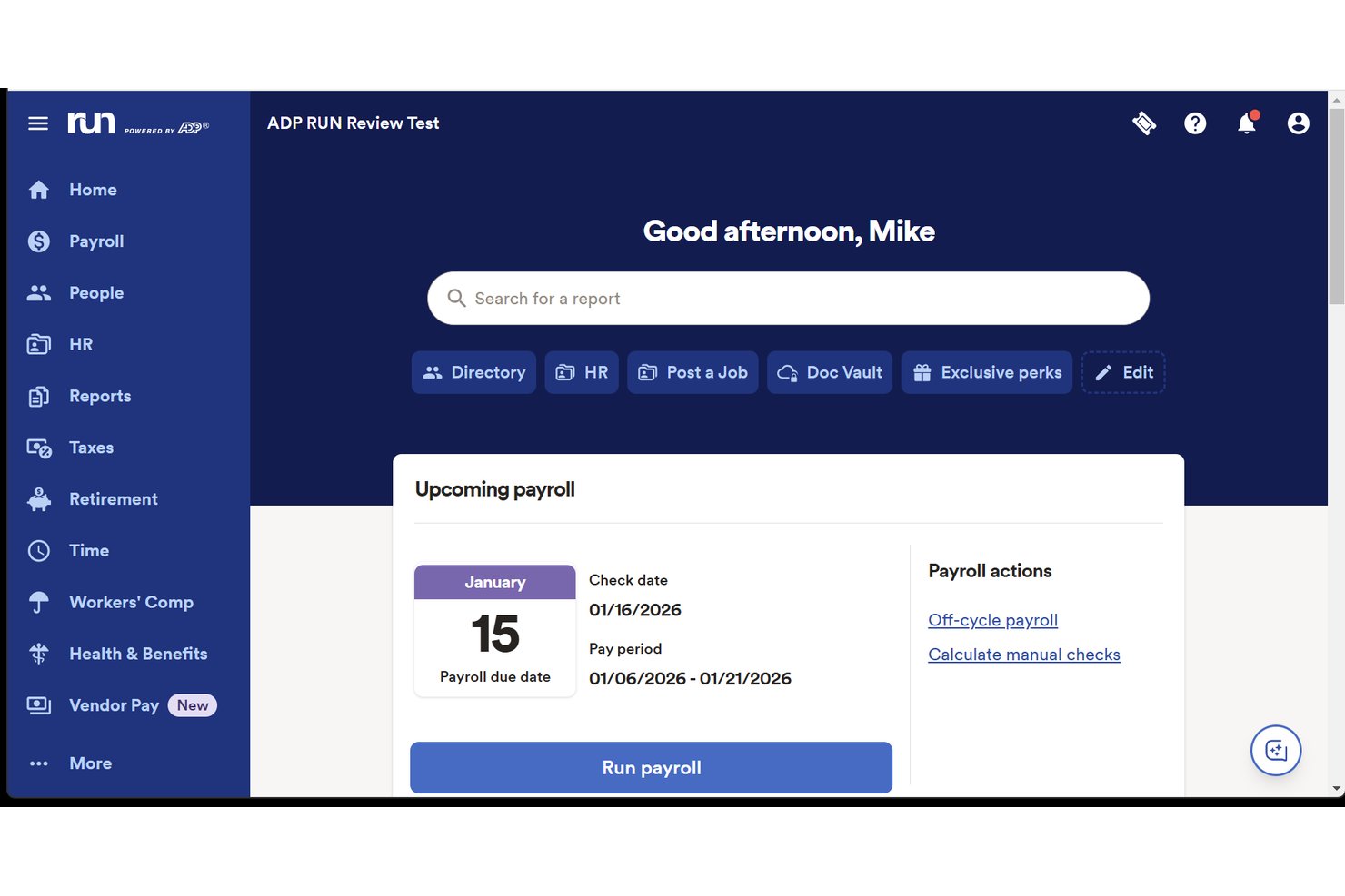 RUN Powered by ADP® screenshot - I 10 migliori software per le paghe su Mac nel 2026