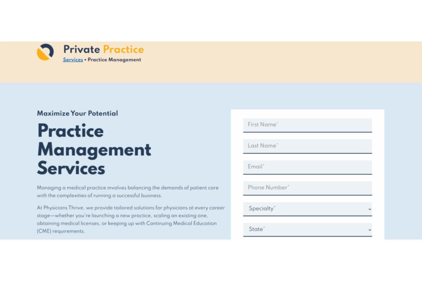 Physicians Thrive advises on contracts, finances, insurance, and practice management.