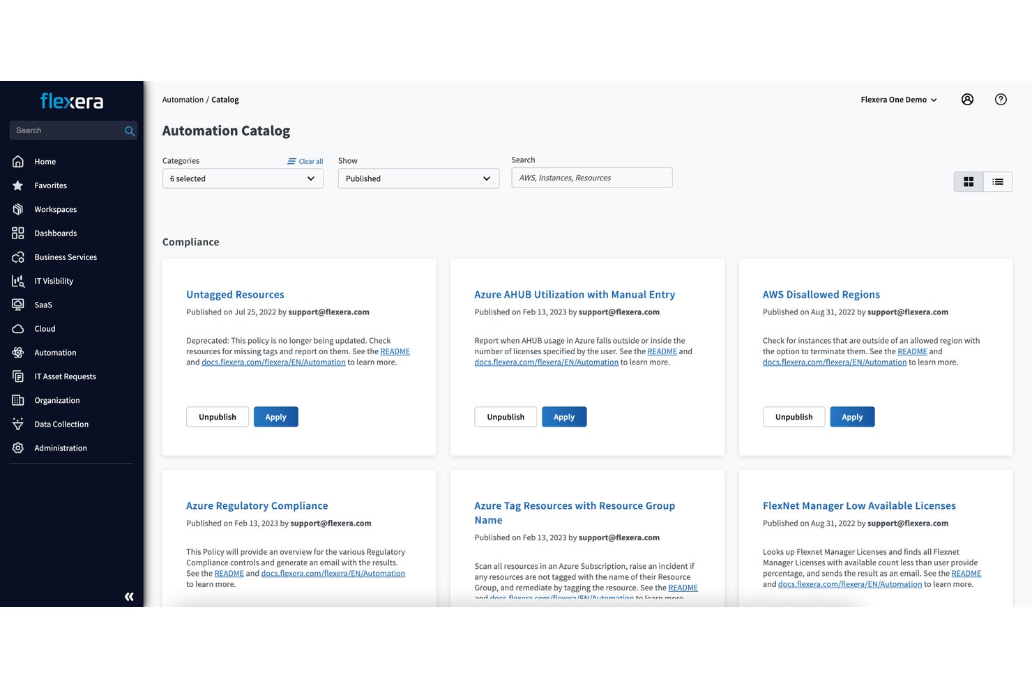 Flexera One screenshot - Les 10 meilleurs logiciels TBM en 2026