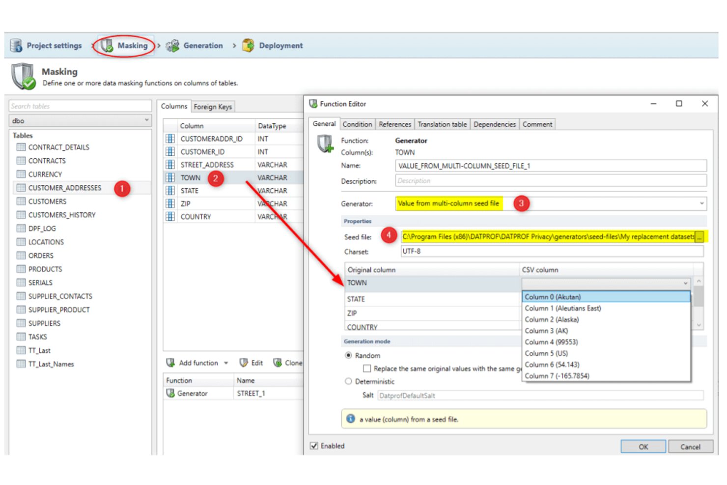 DATPROF UI screenshot