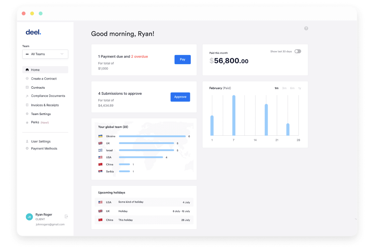 Deel Payroll screenshot - 10 Best Payroll Software for Contractors in 2026