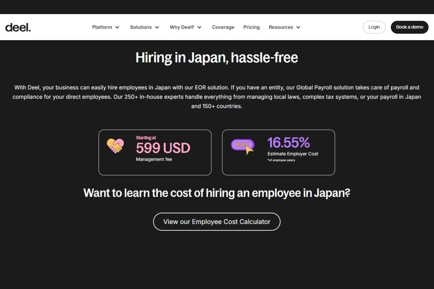 Deel Hire screenshot - 10 migliori Employer of Record in Giappone: Recensione 2026