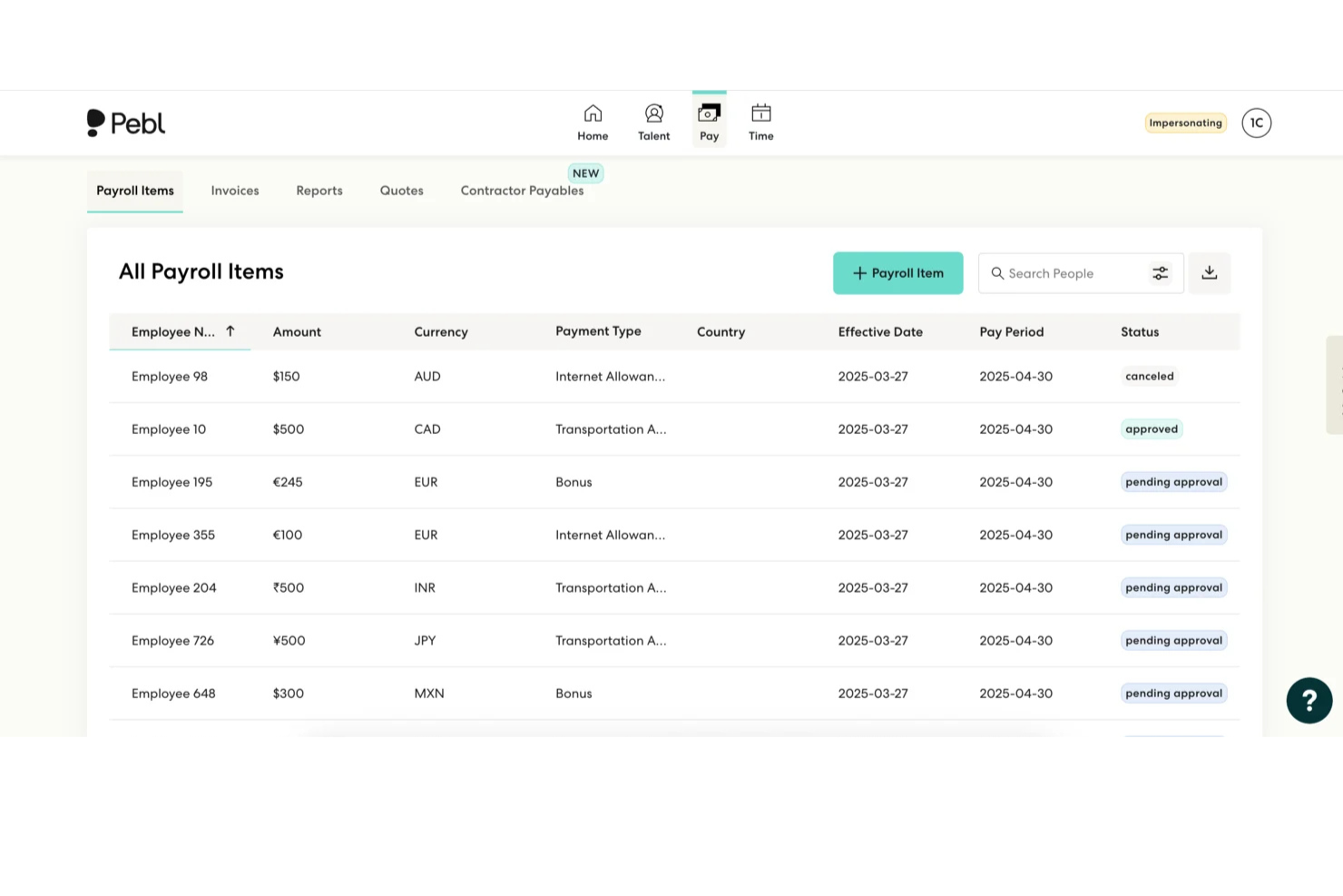 Pebl screenshot - 10 Migliori Servizi di Gestione Paghe Globali nelle Filippine nel 2026