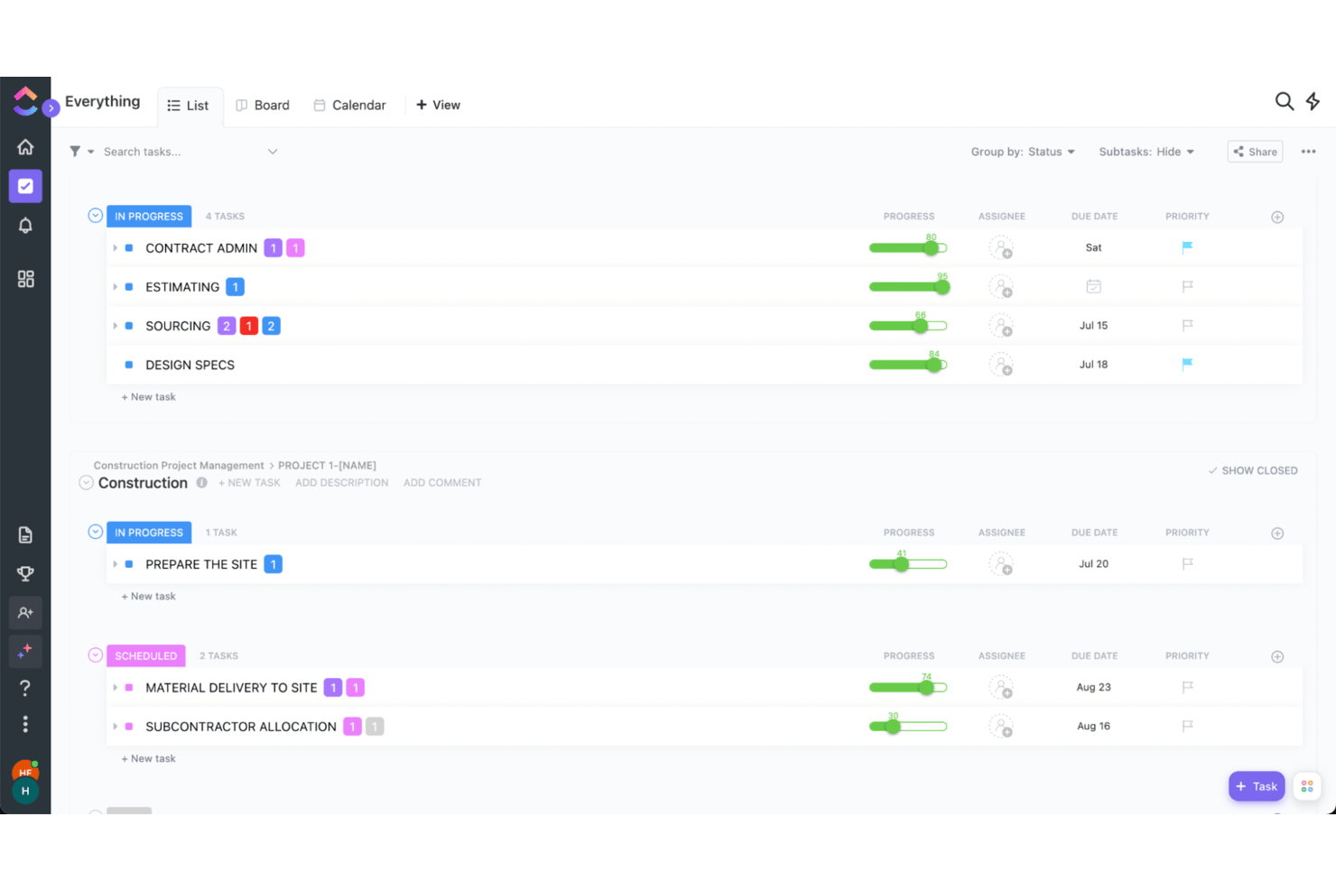 ClickUp screenshot - 10 bedste alternativer til Microsoft Project for projektledere i 2026