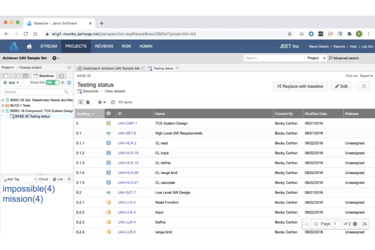 Jama Software screenshot - 10 mejores selecciones de software de requisitos de producto en 2026