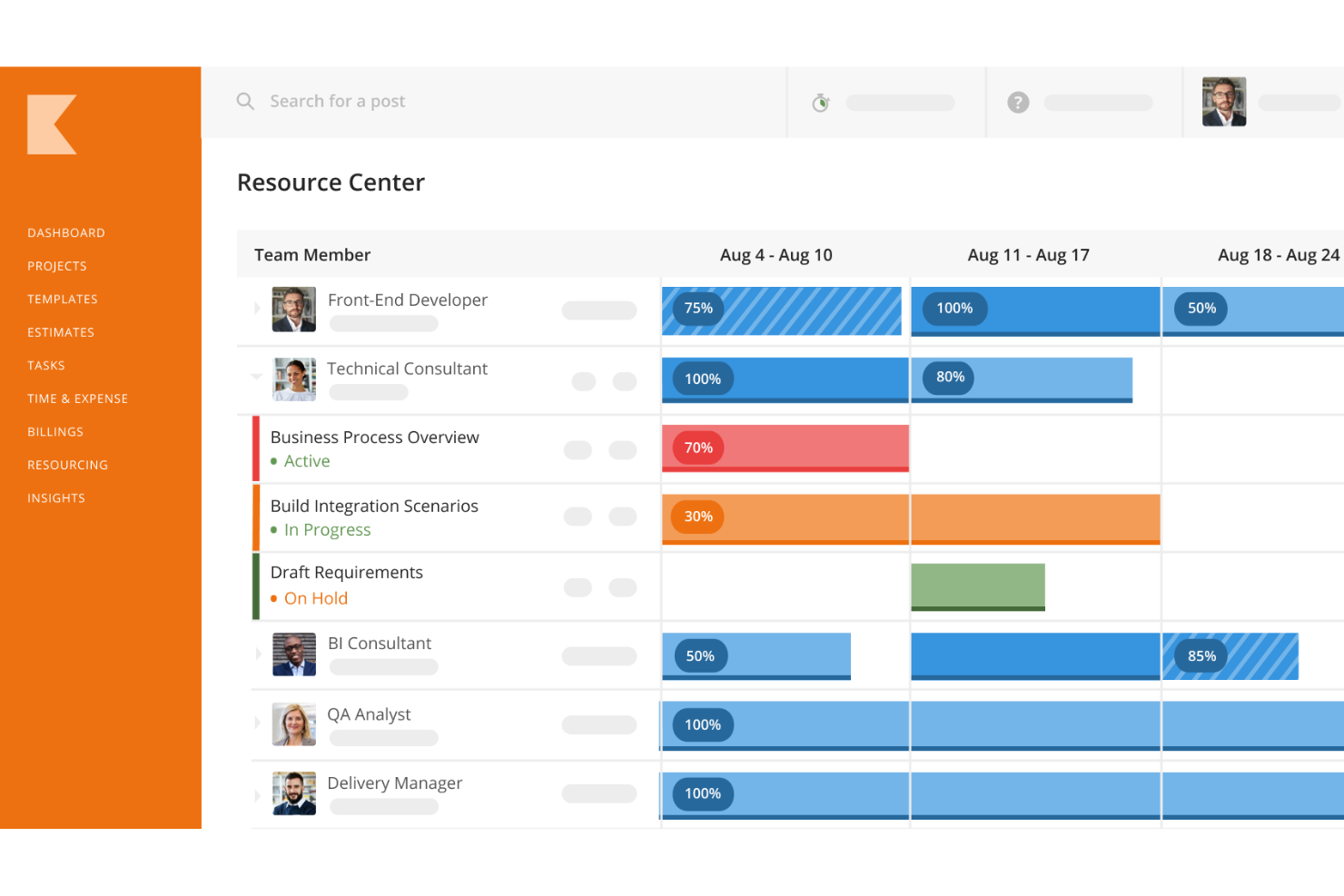 Kantata screenshot - I 10 migliori software per la gestione delle risorse informatiche recensiti nel 2026