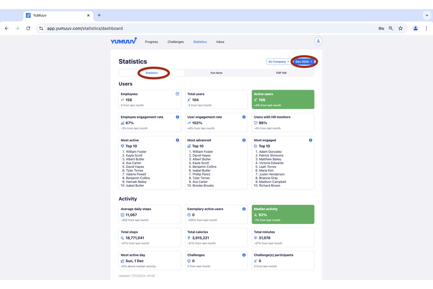 YuMuuv screenshot - Le 10 Migliori Piattaforme di Software Benessere Aziendale per Grandi Imprese nel 2026