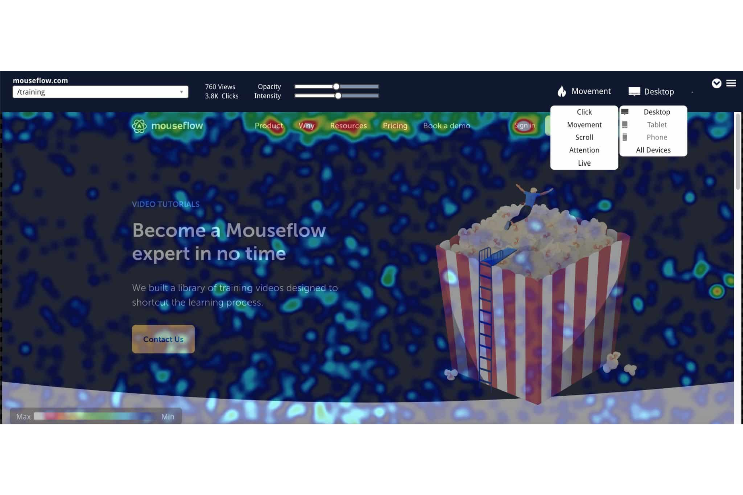 Mouseflow screenshot - 10 mejores herramientas de software de mapas de calor comparadas en 2026